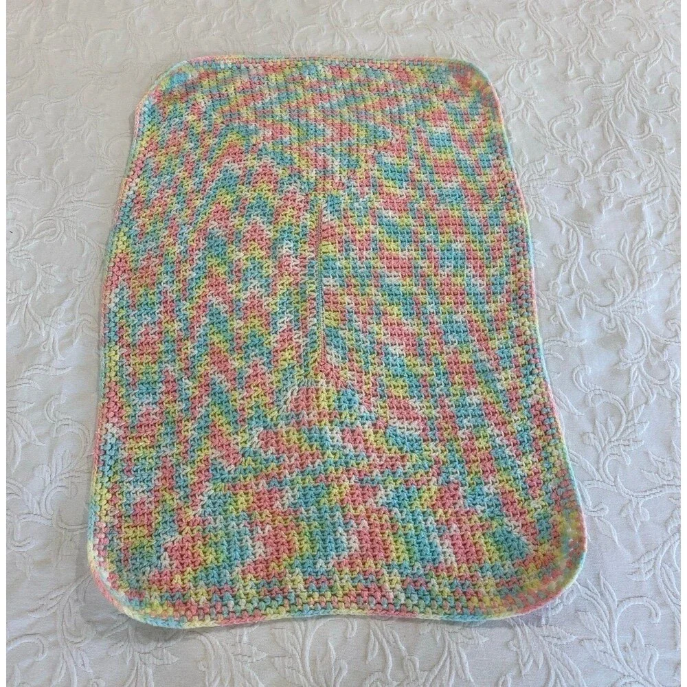Vintage Handmade Crochet Newborn Baby Afghan Perfect Shower Gift Pre-me Infant‎